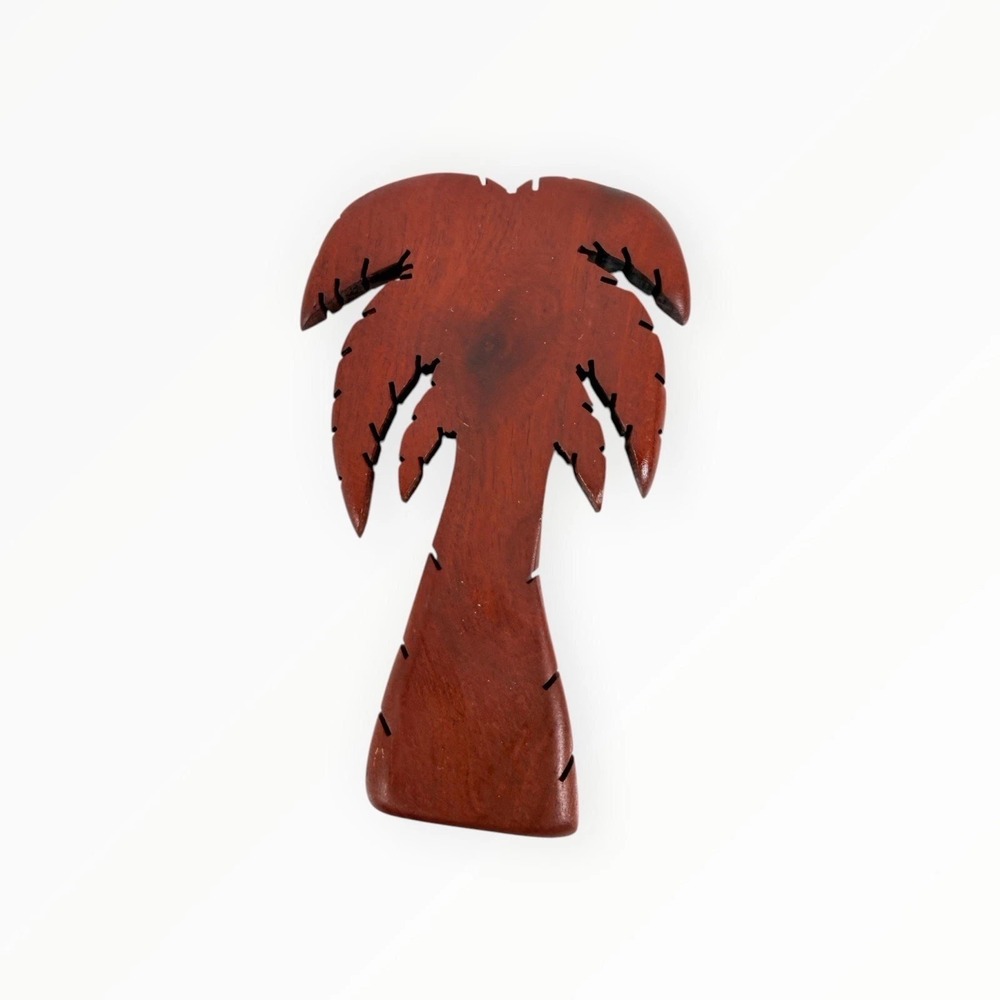 Wooden Carved Tree Island Refrigerator Magnet Paradise Palm Tree